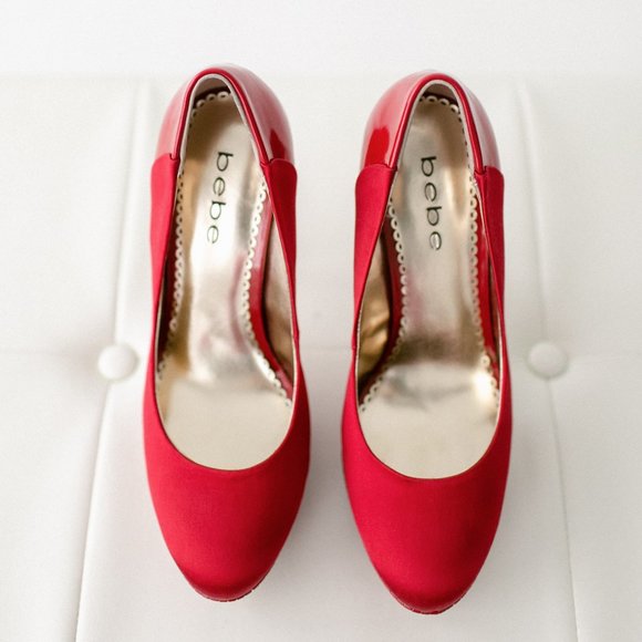 Bebe Red Satin Jeremy Platform Pumps 8.5 New in Box - Picture 7 of 13